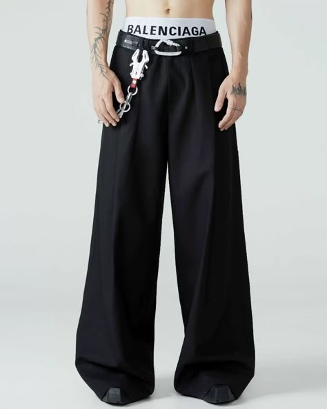 FREE SHIPPING WORLDWIDE FRKM SCD 24AW COLLECTION Wide Leg Pants Men, Reunion Outfit, Custom Pants, Pleated Wide Leg Pants, Oversize Outfit, Emo Clothing, Outfit Quotes, Streetwear Essentials, Black Wide Leg Pants