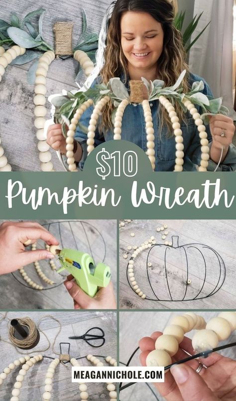 Wire Pumpkin Wreath Diy, Diy Pumpkin Wreath, Pottery Barn Thanksgiving, Dollar Tree Pumpkin Wreath, Pumpkin Wreath Tutorial, Dollar Tree Wreath, Dollar Tree Fall Decor Diy, Pumpkin Wreath Diy, Easy Fall Wreaths