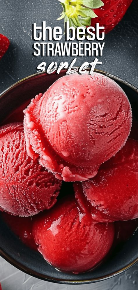 Strawberry Sorbet [15 Minutes] – Chasety Mixed Berry Sorbet, 15 Minute Desserts, Strawberry Sorbet Recipe, Strawberry Soup, Tart Flavors, Peach Dessert, Sorbet Recipe, Light Dessert, Sorbet Ice Cream