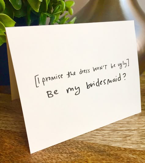 Bridesmaid Cards Funny, Bridesmaid Funny, Hand Lettering Cards, Asking Bridesmaids, Bridesmaid Boxes, Bridesmaid Card, Wedding Party Invites, Be My Bridesmaid Cards, Bridesmaid Box