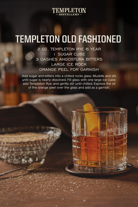 Who doesn't love a classic Old Fashioned? This timeless cocktail can be achieved in just a few easy steps, featuring our Templeton Rye 6 Year. Find more easy drink recipes from Templeton Distillery here! Whiskey And Ginger Ale, Best Rye Whiskey, Cold Weather Drinks, Whiskey Old Fashioned, Whiskey Recipes, Cocktail Recipes Whiskey, Lemon-lime Soda, Aromatic Bitters, Rye Whiskey