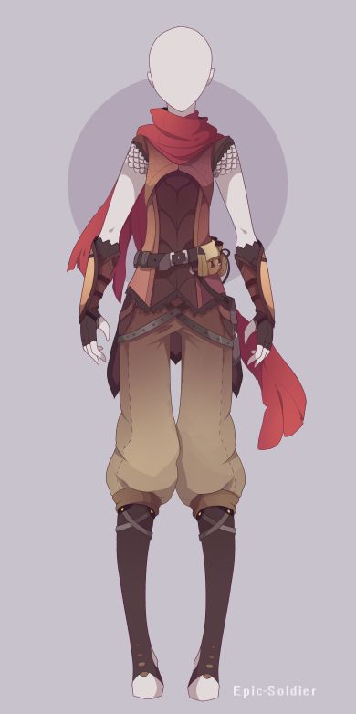 Custom outfit commission 87 by Epic-Soldier Epic Soldier, Elven Costume, Persona Anime, Warrior Outfit, Adventure Outfit, Drawing Anime Clothes, Marvelous Designer, Guy Drawing, Fashion Design Drawings