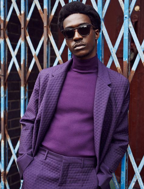 Nyfw 2023, 70s Fashion Men, Grammy Outfits, Purple Suit, 70s Men, Winter Typ, Purple Suits, Black Man, Black Men Fashion