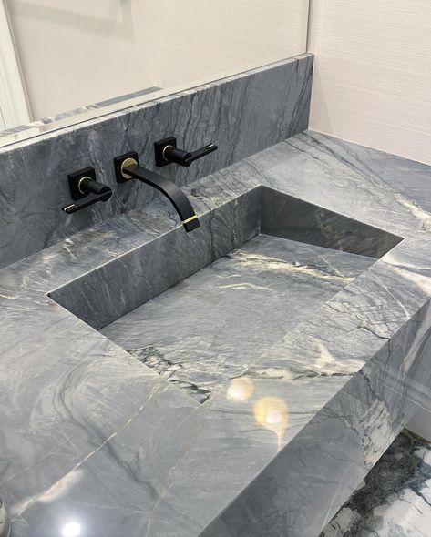 Vanity: Brooklyn Quartzite - Marble Trend | Marble, Granite, Tiles | Toronto | Ontario : Marble Trend | Marble, Granite, Tiles | Toronto | Ontario Bathroom Sink Ideas Countertops, Tiled Countertop Bathroom, Floating Marble Vanity, Granite Bathroom Countertops, Granite Bathroom, Granite Tiles, Marble Trend, Granite Vanity, Integrated Sink