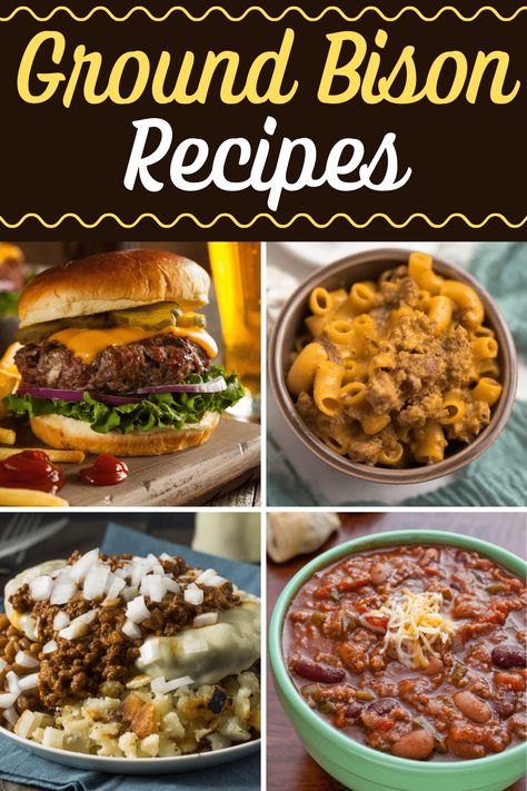 Ground Buffalo Meat Recipes, Ground Bison Crockpot Recipes, Recipes With Bison Meat, Recipes With Ground Bison, Ground Buffalo Recipes, Bison Recipes Healthy, Ground Bison Recipes Healthy, Ground Bison Recipes, Bison Chili