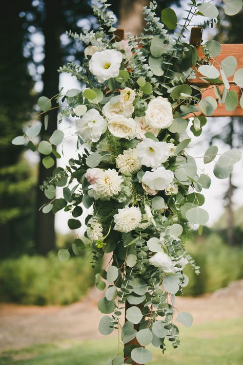 White Arch Flowers Wedding, Wedding Arches With Greenery, Flower Arch Wedding Outdoor, Redwood Wedding Ceremony, Greenery Wedding Arch, Wedding Floral Arch, Redwood Wedding, California Redwoods, Wedding Alters