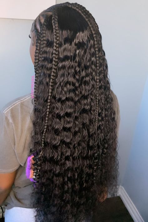 #braids #feedinbraids #halfsewin #halfuphalfdown #tishtresses Half Braided Half Sew In, Half Braids Half Sew In Weave, Half Braids, Feed In Braids, Satin Bonnets, Half Braid, Protective Hair, Beautiful Black Hair, Sew In Weave