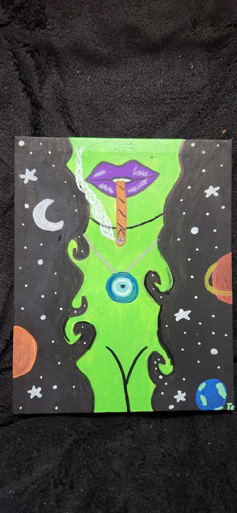 Chill vibes , stoner art, galaxy art Art Inspo Canvas, Easy Painting Ideas On Canvas With Acrylic Paint, Diy Canvas Art Painting Trippy, Cool Painting Ideas On Canvas Easy Diy Art, High Painting Ideas Creative, Simple Trippy Canvas Paintings, Trippy Canvas Ideas, Smoker Paint Ideas, Trippy Easy Art