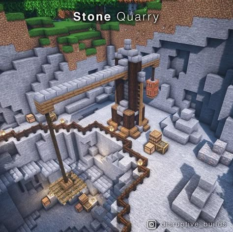 Quarry Minecraft Builds, Minecraft Quarry Build, Minecraft Quarry Ideas, Minecraft Stone Quarry, Quarry Minecraft, Minecraft Quarry, Minecraft Underground, Minecraft Building Guide, Minecraft Decoration