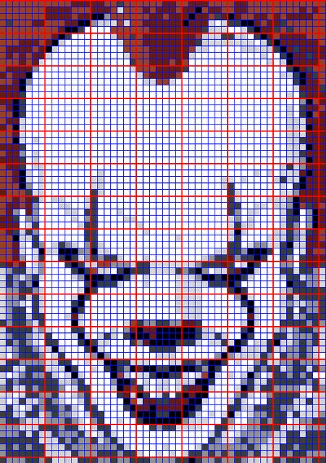 Scary Pixel Art Grid, Horror Cross Stitch Patterns Free, Pennywise Pixel Art, Bobble Stitch Crochet Blanket, Bobble Stitch Crochet, Easy Pixel Art, Crochet Pillow Cover, Pixel Crochet, Graph Paper Art