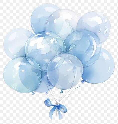 Ballon Wallpapers, Blue Balloon Aesthetic, Blue Balloons Background, Blue Transparent Png, Png Balloons, Blue Bow Png, Balloon Gender Reveal, Balloons Watercolor, Balloons Blue