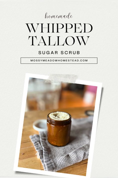 Creating a sugar scrub from your tallow balm is a fantastic way to add another layer to your skincare routine. Check out this super easy recipe for my homemade whipped tallow sugar scrub. Tallow Sugar Scrub Recipe, Things To Make With Tallow, Tallow Sugar Scrub, Tallow Deodorant Recipe, Beef Tallow Recipes, Tallow Balm Recipe, Tallow Recipes, Tallow Recipe, Whipped Tallow Balm