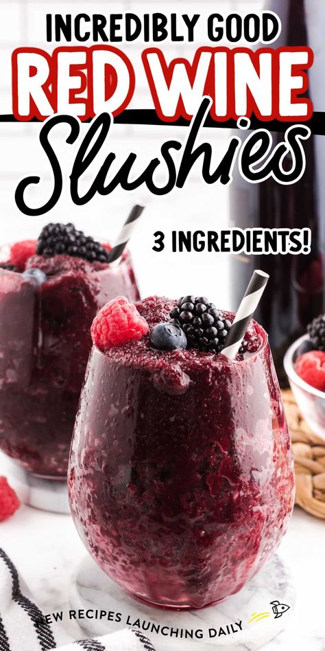 Red Wine Slushie Red Wine Slushie, Blendjet Recipes, Friday Cocktails, Wine Slushie Recipe, Frozen Sangria, Wine Slush, Bartending Tips, Sangria Cocktail, Sweet Red Wines