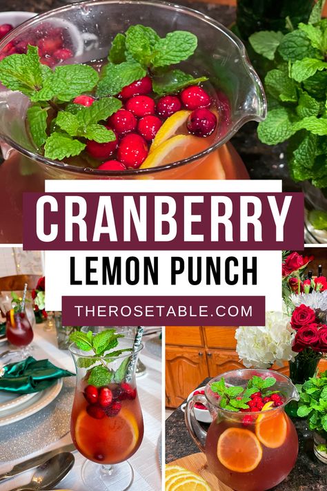 Cranberry Lemon Punch - Lemon Punch, Cranberry Lemonade, Cranberry Punch, Lemonade Punch, Cranberry Juice Cocktail, Holiday Punch, Christmas Punch, Punch Recipe, Christmas Dinner Party