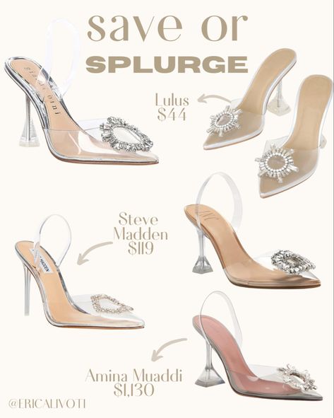 Wedding Shoes Amina Muaddi, Amina Muaddi Slingback, Clear Wedding Shoes, Glass Sandals, Amina Muaddi Begum, Save Or Splurge, Amina Muaddi Heels, Amina Muaddi Shoes, Heels Wedding