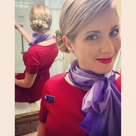 Lonne 👸🏼 on Instagram: “Take-off time ✈️ #lax to #mel direct 💋 #losangeles #melbourne #australia #flightattendant #airhostess #stewardess #trolleydolly #flygirl…” Interview Hairstyles, Mock Trial, Trolley Dolly, Virgin Australia, Stewardess Uniform, Carnival Ideas, Airline Uniforms, Work Hair, Side Bun