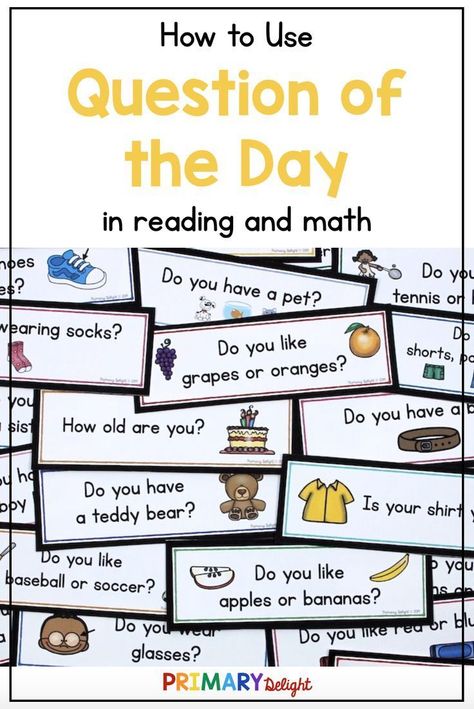 Question of the Day tips for preschool and kindergarten. Learn how Question of the Day supports reading, writing and math. Kids love answering daily questions while they practice reading and graphing! #QuestionOfTheDay #Preschool #Kindergarten Self Management Activities For Preschool, Free Question Of The Day Preschool, First Week Of Prek Ideas, Pre K Classroom Rules, Questions For Preschoolers, Preschool Teaching Ideas, Preschool Classroom Ideas, Morning Work 2nd Grade, Kindergarten Classroom Ideas