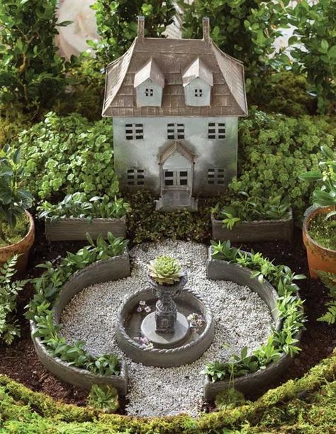 Miniature French Chateau Fairy Garden Kit - Victorian Trading Co. Fairy Garden Kit, Fairy Garden Designs, Faeries Gardens, Mini Fairy Garden, Garden Kit, Classic Garden, Fairy Garden Houses, Diy Fairy, Fairy Garden Diy