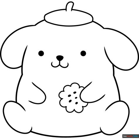 Free Pompompurin from Sanrio Coloring Page for Kids Pompompurin Drawing Easy, Pompompurin Coloring Page, Cute Coloring Pages Aesthetic Easy, Sanrio Coloring Page, Pompompurin Drawing, Sanrio Characters Coloring Pages, Easy Colouring Pages, Hello Kitty Pdf, Cinnamoroll Birthday