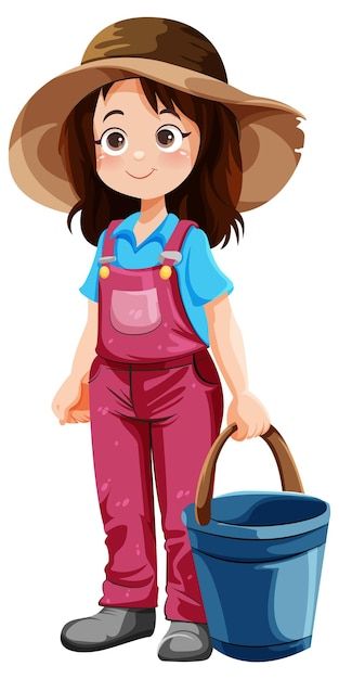 Cute gardener cartoon character with buc... | Free Vector #Freepik #freevector #cartoon-drawing #cartoon-svg #clip-art #cartoon Gardener Drawing, Gardener Cartoon, Fun Diy Kids Crafts, Clip Art Girl, Zero Hunger, Free Cartoon Characters, Farm Clipart, Cartoon Garden, Litle Girls