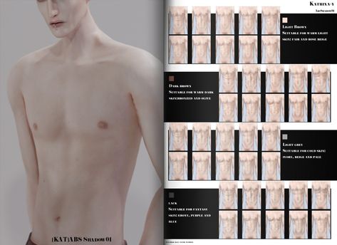 Abs Shadows | Katrina-y on Patreon Sims 4 Male Abs Overlay, Sims Cc Guy, Sims 4 Body Details, Mod The Sims 4 Skin, Kleos Sims, Cc The Sims 4, Sims 4 Men Clothing, Sims 4 Tattoos, Sims 4 Cc Eyes