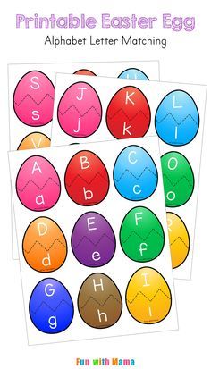 Easter Alphabet Letter Match Activity for Preschoolers via /funwithmama/ Easter Letter Activities For Preschool, Easter Language And Literacy Activities Preschool, Easter Centers For Preschool, Easter Rhyming Activities Preschool, Easter Alphabet Activities, Easter Prek Activities, Easter Homeschool Activities, Easter Alphabet Letters, Easter Preschool Crafts