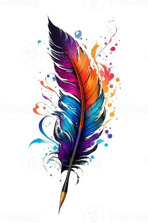 graphic colorful pen for writing bird feather Feather Tattoo Drawing, Writing Feather, Colour Tattoo, Feather Logo, Feather Drawing, Feather Vector, Feather Pen, Bird Feather, Scorpion Tattoo