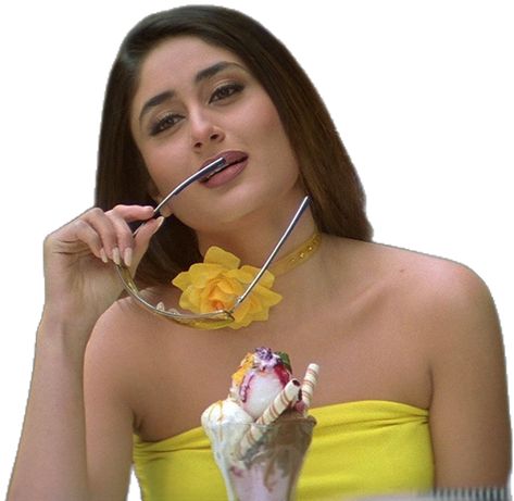 Yellow Bollywood Aesthetic, Karena Kapoor 90s, Poo Kareena Kapoor, Pooh Outfits Kareena K3g, Poo Bollywood, Poo From K3g Outfits, Iconic Bollywood Outfits To Recreate, Kareena Kapoor Poo, Poo K3g Outfits