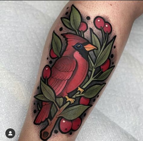 Colored Tattoo, Cardinal Tattoos, Colored Tattoo Design, Traditional Tattoo Old School, Traditional Tattoo Flowers, Tattoo Old School, Tatuaje A Color, Traditional Tattoo Design, Hummingbird Tattoo