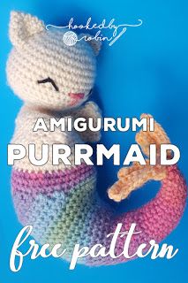 Crochet Purrmaid Mermaid Cat - FREE amigurumi mercat pattern ~ Hooked by Robin Robin Crochet, Mermaid Crochet Pattern Free, Hooked By Robin, Mermaid Crochet Pattern, Mermaid Cat, Crochet Cat Pattern, Crochet Mermaid, Cat Amigurumi, Crochet Animals Free Patterns