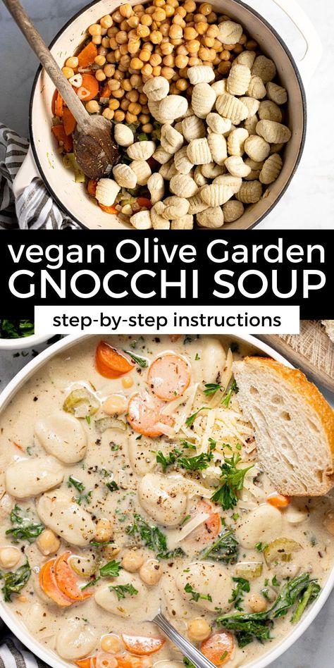 Chickpea Gnocchi, Soup Keto, Vegan Chickpea, Gnocchi Soup, One Pot Dinners, Soft Foods, Vegan Soup Recipes, Vegan Comfort Food, Vegan Soup