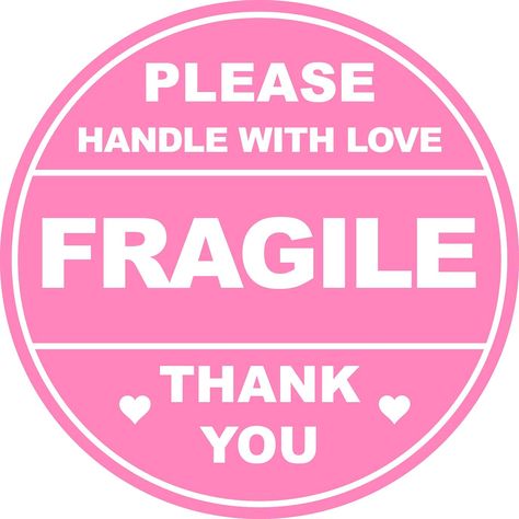 2 inch 150 count "fragile" cute stickers. Office Labels, Fragile Label, Corrugated Carton, Business Slogans, Custom Portrait Illustration, Love Label, Book Labels, Pink Round, Spiritual Messages