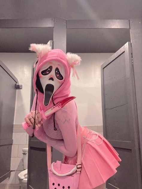 Pink Ghostface, Ghostface Costume, Cute Kawaii Clothes, Kawaii Outfit Ideas, Kawaii Outfit, Cosplay Inspiration, Kawaii Goth, Yami Kawaii, Fantasias Halloween