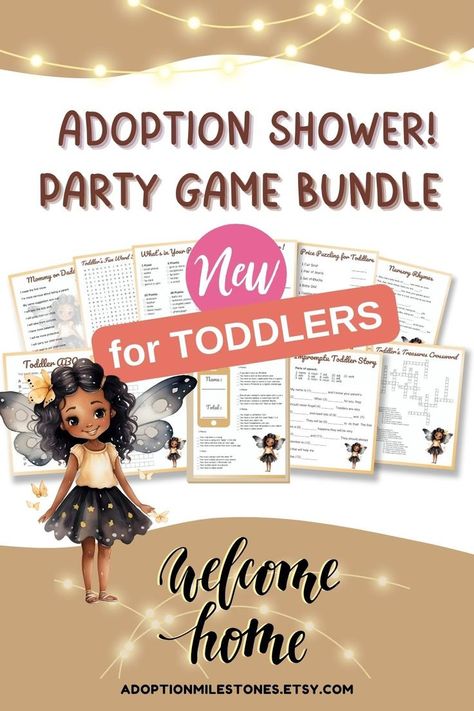 Adoption Shower Party Game Bundle Printable Featuring an Enchanted Fairy Adoption Shower, Enchanted Fairy, Adoption Party, Adoptive Family, Adoptive Parents, Party Game, Celebration Party, Nursery Rhymes, Shower Games