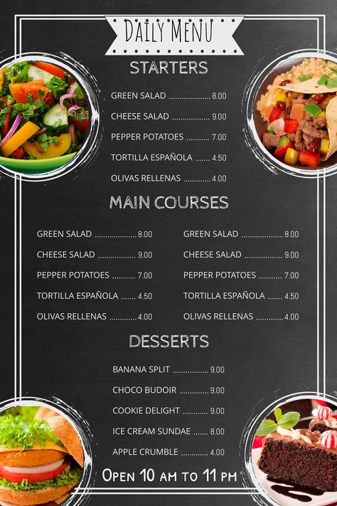 Chalkboard Menu Template Desain Pantry Dapur, Papan Tulis Kapur, Menu Coffee, Free Menu Templates, Cafe Menu Design, Menu Card Design, Menue Design, Desain Pantry, Menu Design Template