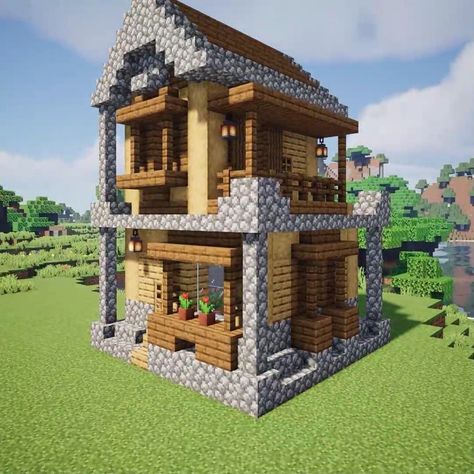 VexelVille on Instagram: “Video timelapse of my 9x9 Minecraft build! It's a small 2-story wooden house but it works well for a starter survival home. A tutorial on�…” Two Story House Minecraft, Minecraft Japanese House, Minecraft Japanese, Home Gym Design Garage, Bangunan Minecraft, Two Story House, Minecraft House, Minecraft Stuff, Craft Area