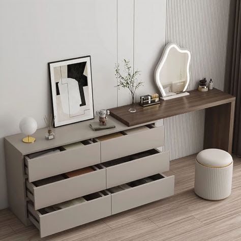 Dressing Table Drawers, Storage For Makeup, Dressing Table Modern, Reka Bentuk Bilik Tidur, Vanity Dressing Table, Walking Closet, Dressing Table Storage, Dressing Table Design, Bedroom Dressing Table