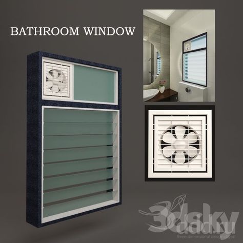 3d models: Windows - BATHROOM WINDOW Bathroom Window With Exhaust Fan, Bathroom Ventilation Window Design, Ventilation Window Design, Aluminum Windows Design, Bathroom Window Glass, Sliding Window Design, Restroom Remodel, Modern Room Design, Hotel Room Interior