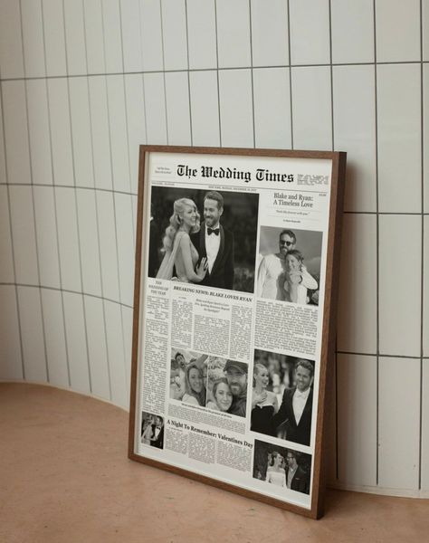 Custom Newspaper Headline Romantic Gift Valentine's Day Wedding Anniversary Gift For Him Valentines Day Newspaper, Wedding Photo Template, Unique Personal Wedding Touches, Unique Anniversary Ideas, Newspaper Valentines, Old Timey Wedding, Valentines Newspaper, Paper Anniversary Gift Ideas, Love Newspaper