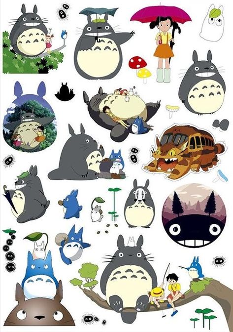 Totoro Printable, Totoro Stickers, Totoro And Friends, Totoro Party, Totoro Art, Art Studio Ghibli, A4 Sticker, Suitcase Stickers, Personajes Studio Ghibli