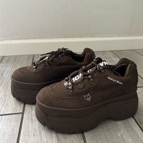 Eu Size 39, Us Women's 8.5 - Never Worn In Original Condition - Original Price $269, Keep Offers Respectful Nakedwolfe Sneakers, Brown Platform Shoes, Naked Wolfe Shoes, Chunky Platform Sneakers, Naked Wolfe, Strappy Platform Sandals, Uniqlo Bags, Vintage Chanel Handbags, Cute Sneakers