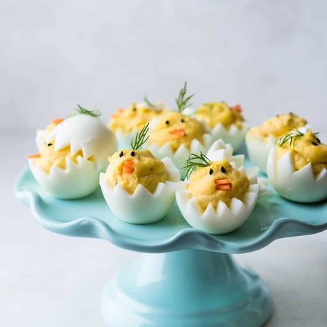 Deviled Egg Designs, Deviled Egg Chicks Easter, Baby Chick Deviled Eggs, Deviled Eggs Tulips, Spring Deviled Eggs, Easter Themed Deviled Eggs, Deviled Eggs Baby Shower Ideas, Deviled Eggs Platter, Dinosaur Deviled Eggs