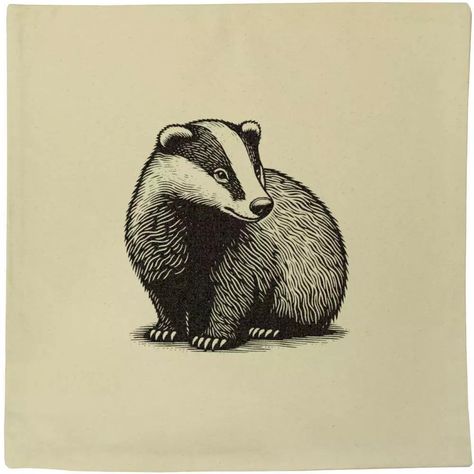 Badger Linocut, Cute Badger Drawing, Badger Drawing, Badger Tattoo, Badger Art, Badger Illustration, Classe Harry Potter, Linocut Printmaking, Muse Art