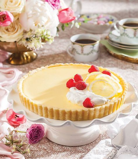 Topped off with sliced citrus and plump raspberries, this creamy lemon tart dolloped with whipped cream is ideal for Easter. Lemon Raspberry Tart, Tart Dough Recipe, Spring Time Desserts, Raspberry Tart, Tart Dough, Sweetened Whipped Cream, Raspberry Tarts, Southern Lady, Baked Ham