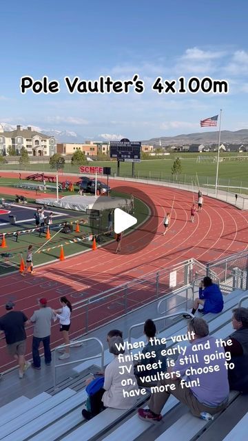 Utah Pole Vault Academy on Instagram: "Are vaulters sprinters? Yes, yes they are!   JV meets are fun. And meant to instill the fun of track and field in athletes while developing them as athletes. We decided to remind the athletes that track and field is fun by doing a vaulter 4x100m relay with @ucs_spirit poles as batons. It’s a lot easier to run fast with a pole when you’re chasing it as it falls. But it’s not too bad passing it like a baton. Not our first time doing it, definitely not our last.   It was a lot of fun. Note lane 5 coaches team :)  #polevault #polevaultcommunity #polevaultislife #coachesplaytoo #vaulterstyle" Pole Vault Aesthetic, Pole Vaulting, Track And Field Sports, Track And Field Athlete, Run Fast, Running Track, Pole Vault, How To Run Faster, Vaulting