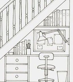 Office Under The Stairs, Desk Under Stairs, Under Staircase Ideas, Office Under Stairs, Basement Stair Lighting, Lighting Stairs, Basement Stairs Remodel, Under Stairs Nook, Space Under Stairs