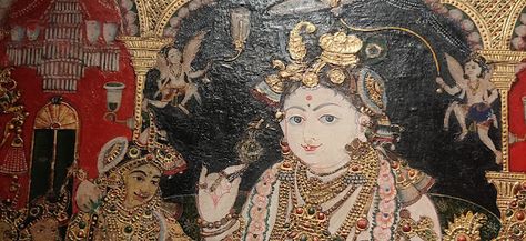 Murali Krishna, Thanjavur Painting, Mythological Stories, Amit Aggarwal, Tanjore Art, Mysore Painting, Om Design, Indian Traditional Paintings, Tanjore Paintings