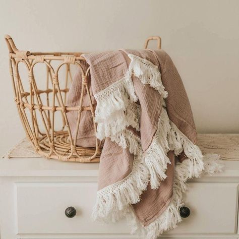 Mauve Fringe Quilt - Nest in the City Blanket Fringe, Rose Nursery, Cot Sheets, Nursery Inspo, Stroller Blanket, Muslin Swaddling, Crib Sheets, Estilo Boho, Muslin Cotton