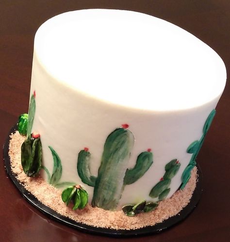 Cactus Cake Cactus Sheet Cake Ideas, Cactus Smash Cake First Birthdays, Southwest Cake Design, Easy Cactus Cake, Cake With Cactus Design, Cactus Cake, Boho Cake, 12 Birthday, Baking Art