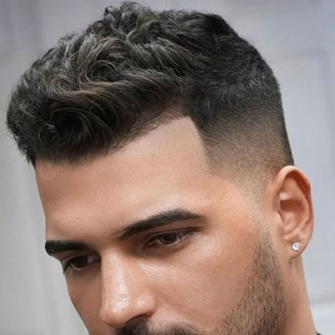 Long Curly Crew Cut Fade + Line Up - Best Crew Cut Hairstyles For Men: Cool Short Crew Cut Haircuts with Fade and Undercut Sides #menshairstyles #menshair #menshaircuts #menshaircutideas #menshairstyletrends #mensfashion #mensstyle #fade #undercut Cut For Curly Hair, Crew Cut Fade, Crew Cut Hair, Crew Cut Haircut, Men's Crew Cut, Military Haircut, Hairstyle Men, Cut Hairstyles, Corte De Cabelo Masculino